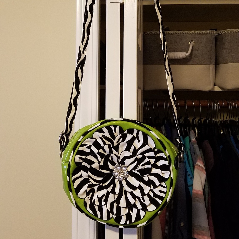 Lime green Zebra Purse